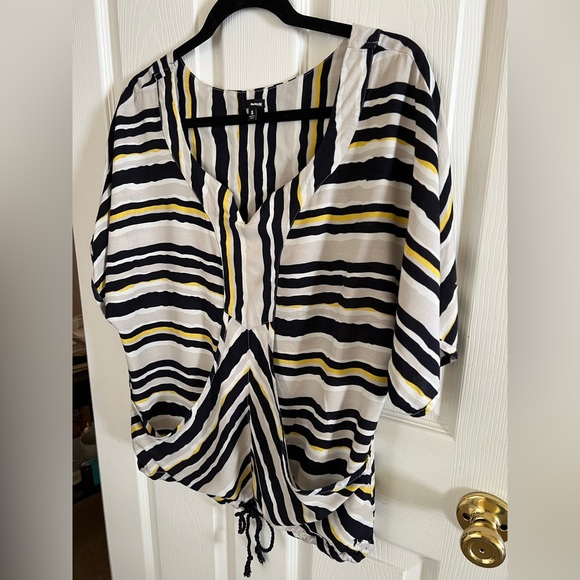 Hurley Womens V Neck Modern Boho Blouse Loose Front Pockets Drawstring Waist (S) - Picture 3 of 11